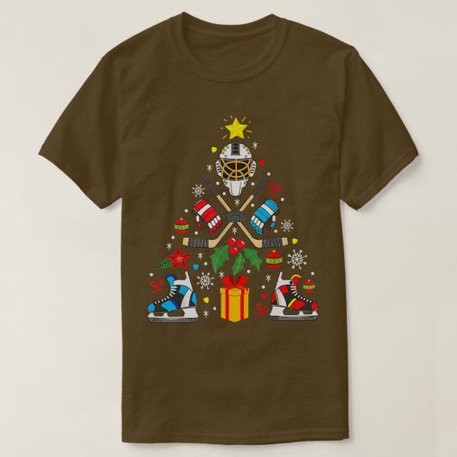 Ice Hockey Christmas Ornament Tree Funny Xmas Gift T-Shirt (Design Front)
