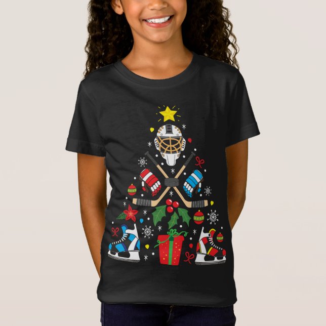Ice Hockey Christmas Ornament Tree Funny Xmas Gift T-Shirt (Front)