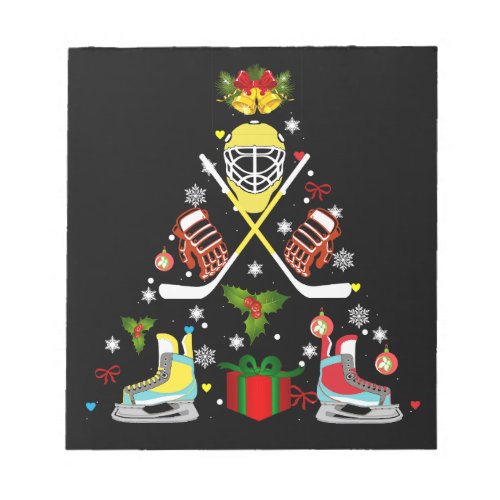 Ice Hockey Christmas Ornament Tree Funny Xmas Notepad