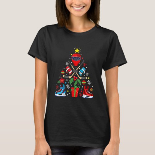 Ice Hockey Christmas Ornament Tree Funny Xmas T_Shirt