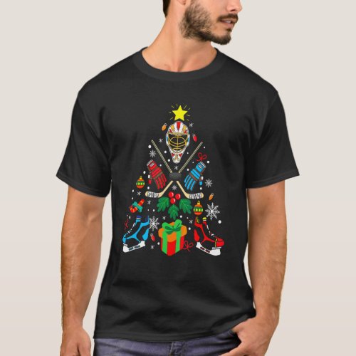 Ice Hockey Christmas Ornament Tree Xmas Boys T-Shirt