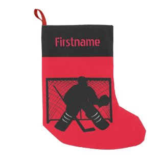 Ice hockey Christmas stocking - goalie red