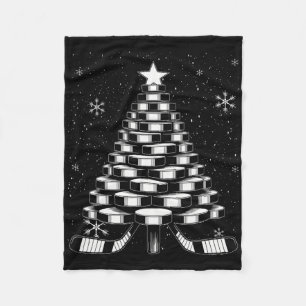 Ice Hockey Christmas Tree For Sports Lovers Player Fleece Blanket