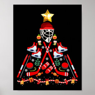 Ice Hockey Christmas Tree Fun Xmas Pjs Player Spor Poster