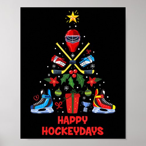 Ice Hockey Christmas Tree Ornaments Fun Xmas Boys  Poster