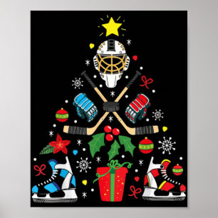 Ice Hockey Christmas Tree Ornaments Fun Xmas  Poster