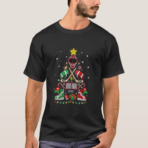Ice Hockey Christmas Tree Ornaments Funny Xmas T_Shirt
