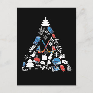 Ice Hockey Christmas Tree Postcard