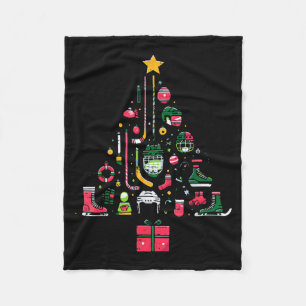 Ice Hockey Christmas Tree Xmas Srts Boys Kids Yout Fleece Blanket