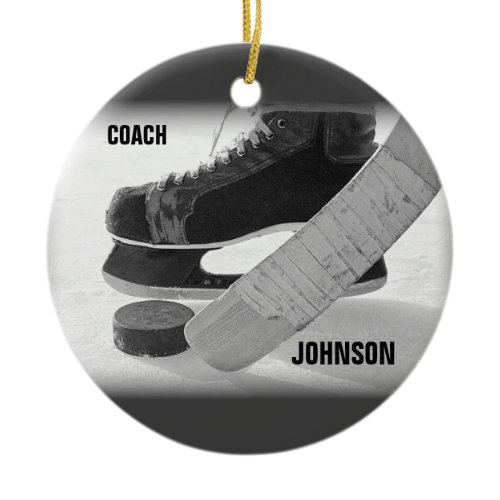 Ice Hockey Coach Thank You Ceramic Ornament