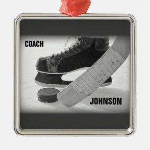 Ice Hockey Coach Thank You Metal Ornament