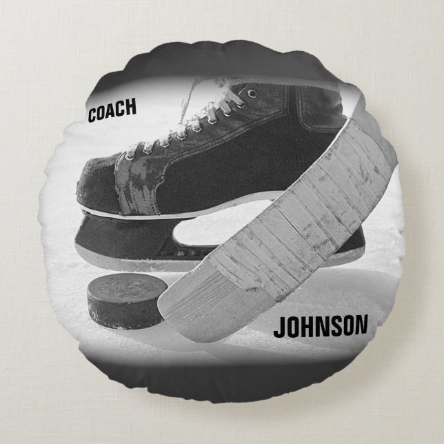 Ice Hockey Coach Thank You Round Pillow (Front)