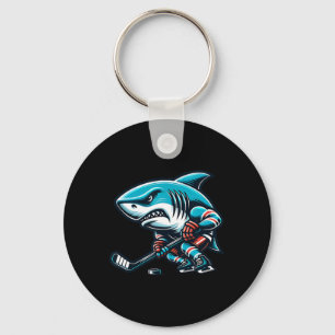 Ice Hockey Cool Shark Fierce Power Play Keychain