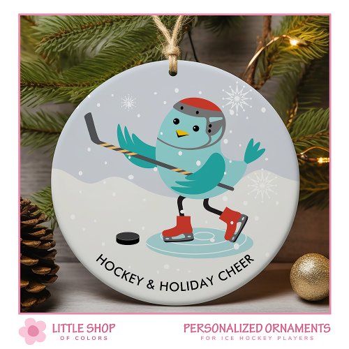 Ice Hockey Customizable Photo Ceramic Ornament