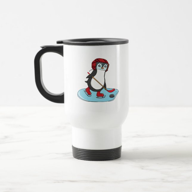 Ice Hockey Cute Penguin Travel Mug (Left)