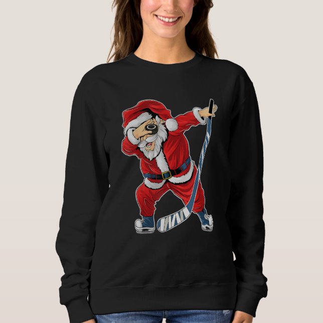 Ice Hockey Dabbing Santa Claus Hockey Player Chris Sweatshirt (Front)