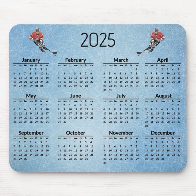 Ice Hockey Design 2025 Calendar Mousepad