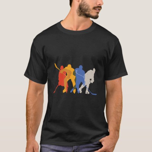 Ice Hockey Design Featuring Hockey Players Silhou T_Shirt