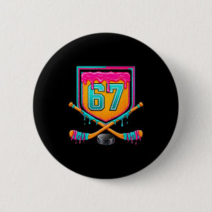 Ice Hockey Drip Number 67 Ice Hockey Player Button