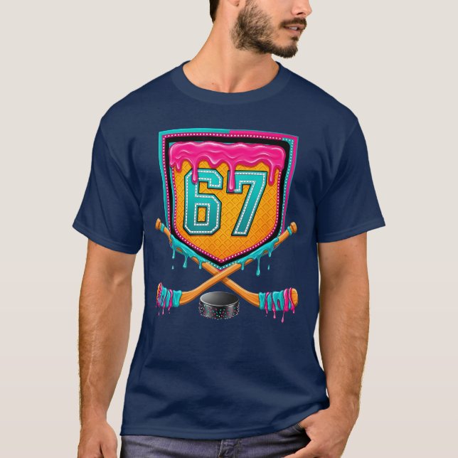 Ice Hockey Drip Number 67 Ice Hockey Player funny T-Shirt (Front)