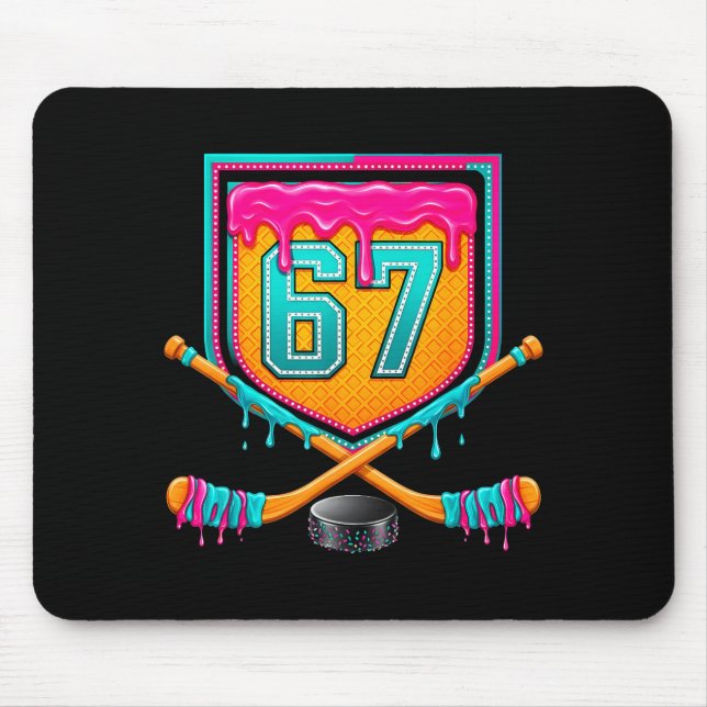 Ice Hockey Drip Number 67 Ice Hockey Player  Mouse Pad (Front)