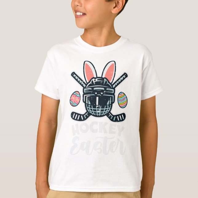 Ice Hockey Easter Helmet Puck Sports Men Boys Kids T-Shirt (Front)
