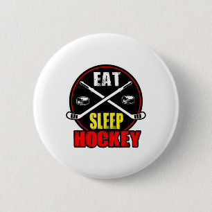 Ice Hockey Eat Sleep Hockey Button