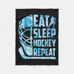 Ice Hockey Eat Sleep Hockey Repeat Funny Youth Boy Fleece Blanket