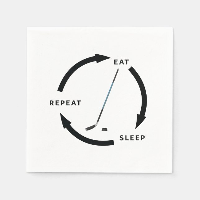 Ice Hockey Eat Sleep Repeat Sports Fan Saying Napkins (Front)