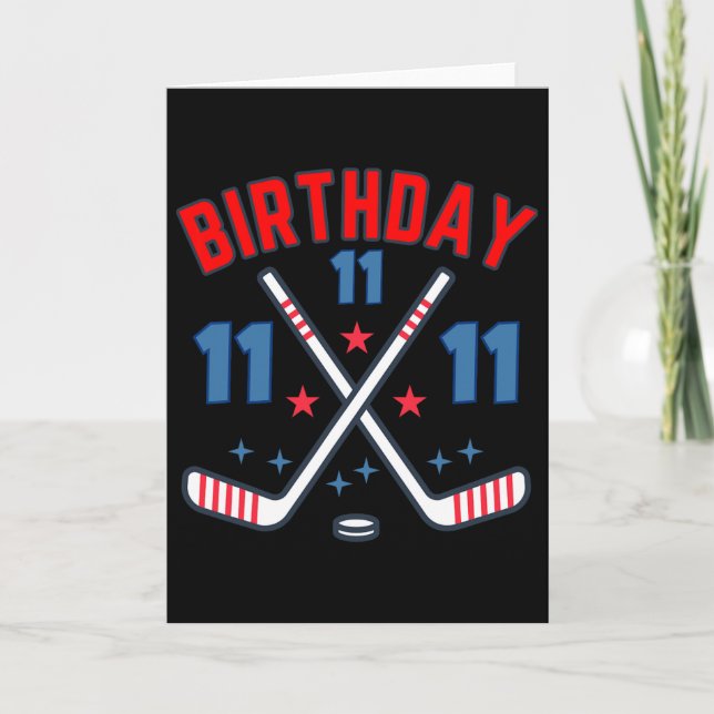 Ice Hockey Eleven Birthday Boy 11th Party Boys Age Card (Front)