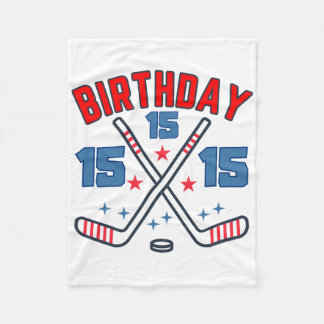 Ice Hockey Fifth-teen Birthday Boy 15th Party Boys Fleece Blanket