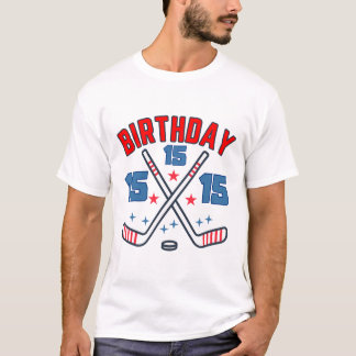 Ice Hockey Fifth-teen Birthday Boy 15th Party Boys T-Shirt