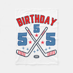 Ice Hockey Five Birthday Boy 5th Party Boys Age 5  Fleece Blanket