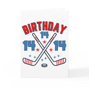 Ice Hockey Fourteen Birthday Boy 14th Party Boys A Card