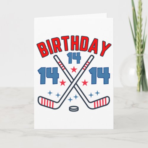 Ice Hockey Fourteen Birthday Boy 14th Party Boys A