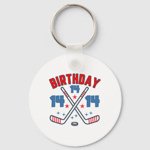 Ice Hockey Fourteen Birthday Boy 14th Party Boys A Keychain