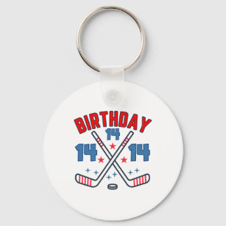 Ice Hockey Fourteen Birthday Boy 14th Party Boys A Keychain