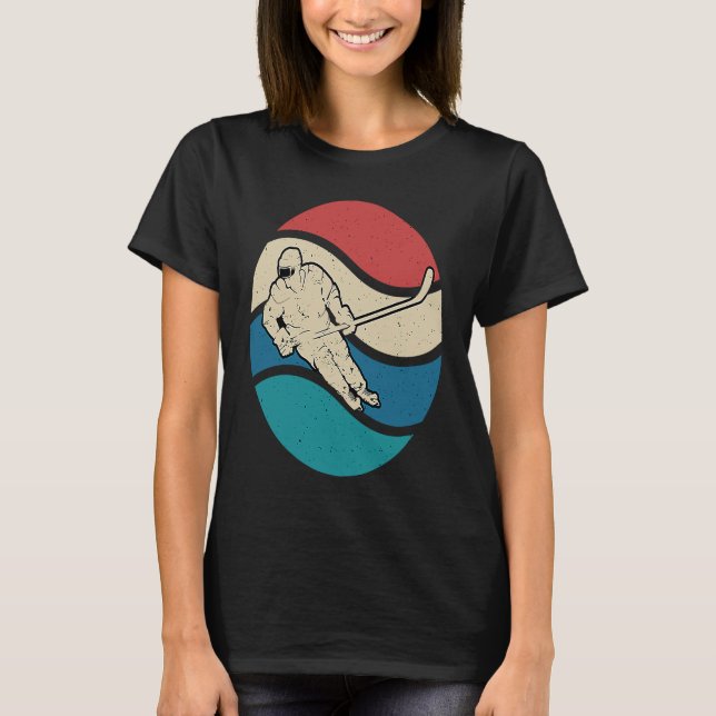 Ice Hockey Funny Ice Hockey Frisbee Lover Retro Vi T-Shirt (Front)