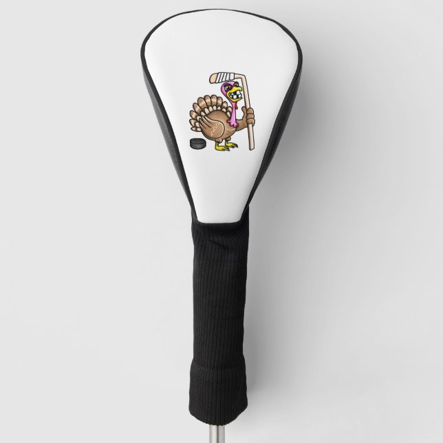 Ice Hockey Funny Thanksgiving Turkey fall session  Golf Head Cover (Front)