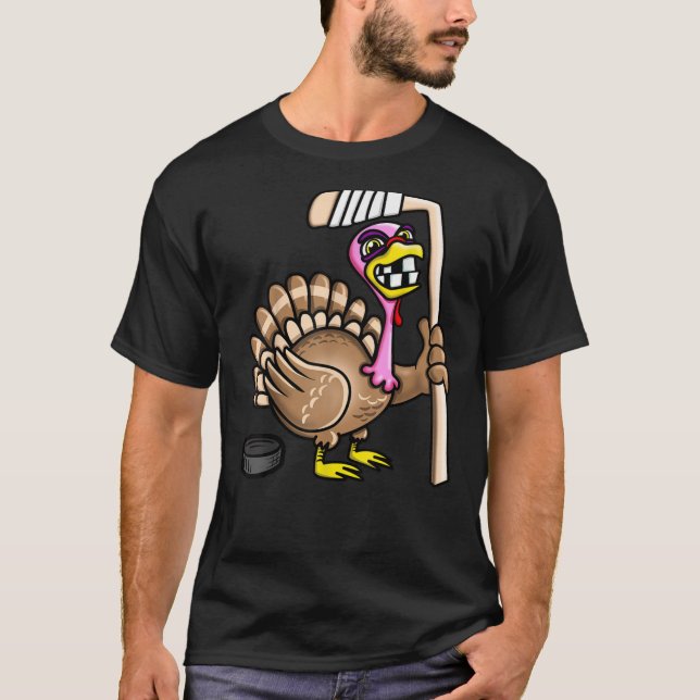Ice Hockey Funny Thanksgiving Turkey fall session  T-Shirt (Front)