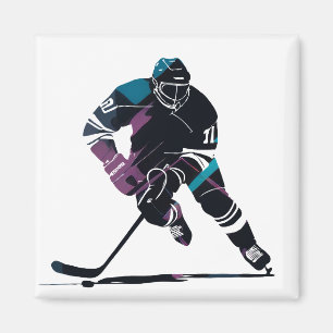 Ice Hockey Game Sport Challenge Silhouette Style Magnet