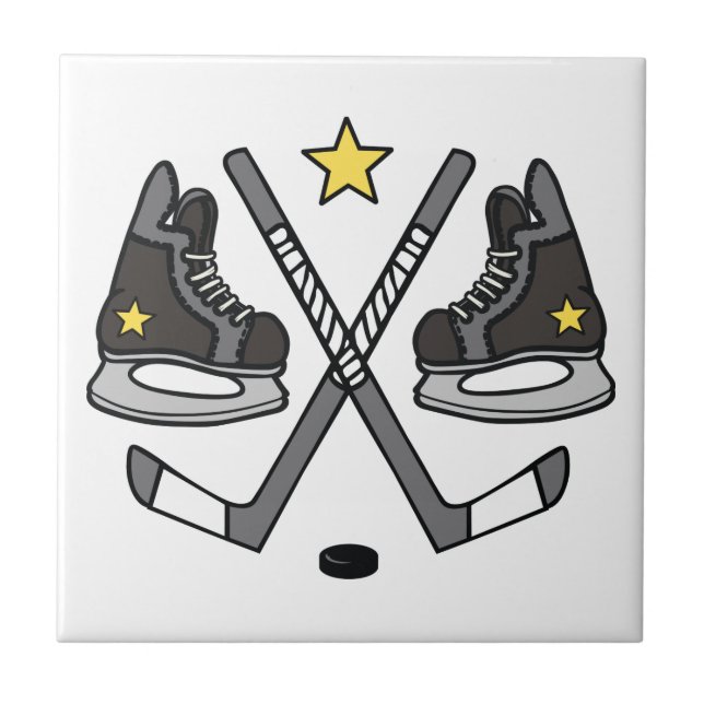 . Ice Hockey Gear Ceramic Tile (Front)