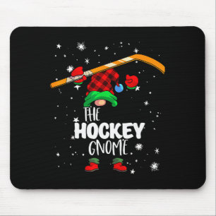 Ice Hockey Gnome Red Buffalo Plaid Matching Family Mouse Pad
