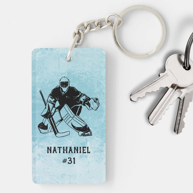 Ice Hockey Goal Keeper Monogram  Keychain (Creator Uploaded)