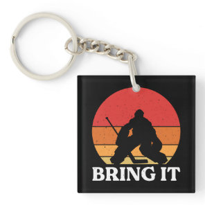Ice Hockey Goalie Bring It Keychain