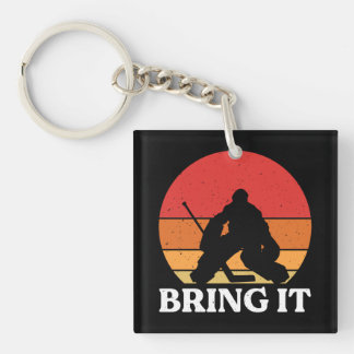 Ice Hockey Goalie Bring It Keychain