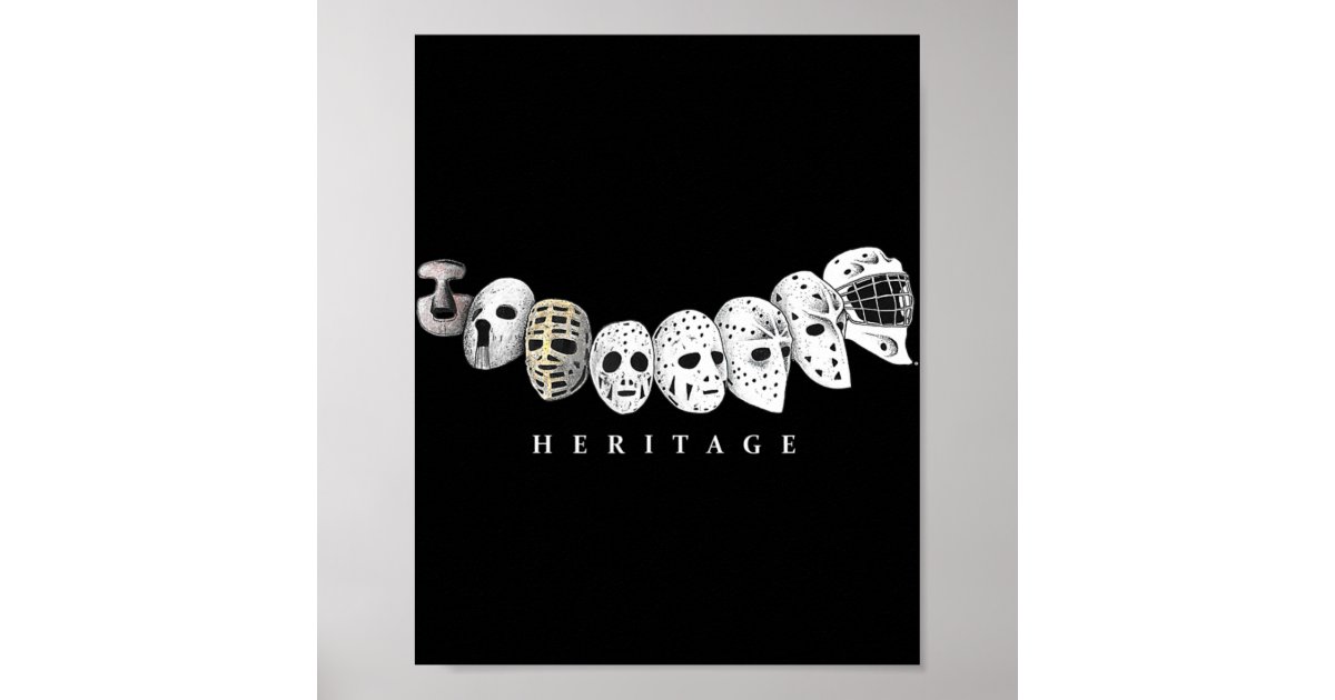 Hockey Goalie Mask Evolution Heritage Vintage Mode Poster