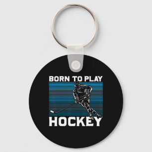 Ice Hockey Goalie Gift Idea Born To Play Hockey Keychain