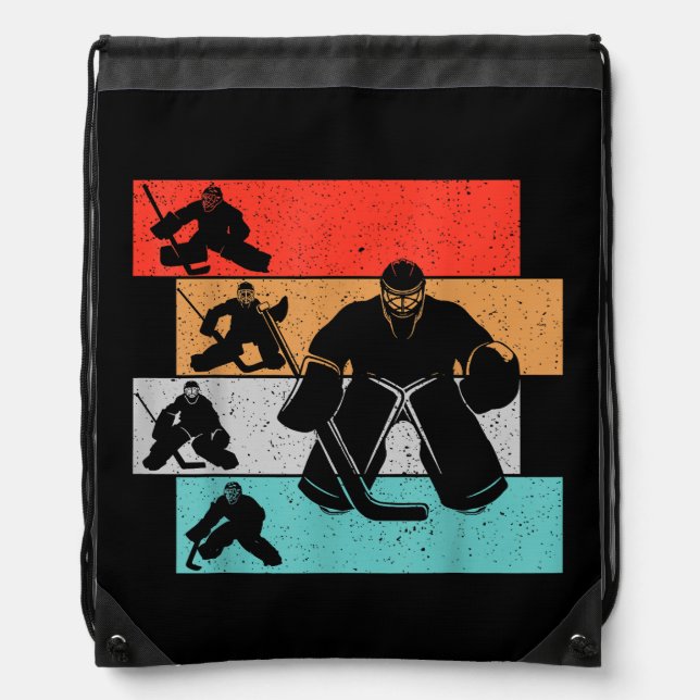 Ice Hockey Goalie Hockey Player Drawstring Bag (Front)
