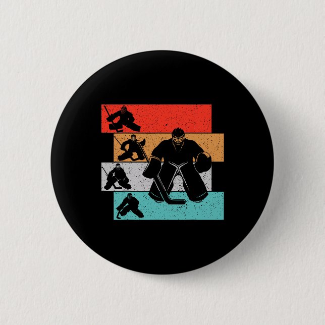 Ice Hockey Goalie Hockey Player Kids Boys Youth Me Button (Front)